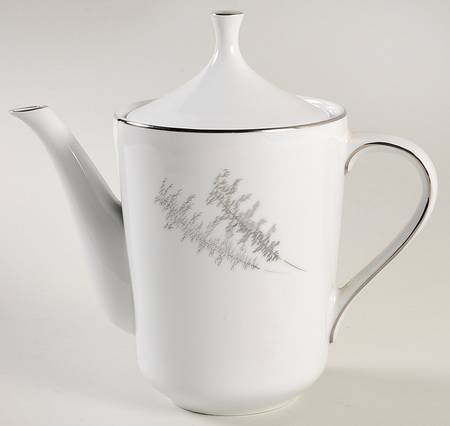 Silver Bamboo (3 Groups of Trees) Coffee Pot & Lid