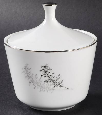 Silver Bamboo (3 Groups of Trees) Sugar Bowl & Lid