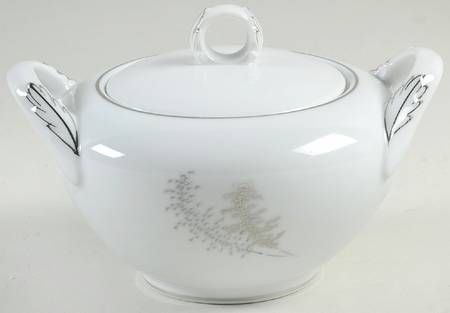 Silver Bamboo (3 Groups of Trees) Sugar Bowl & Lid by Fukagawa