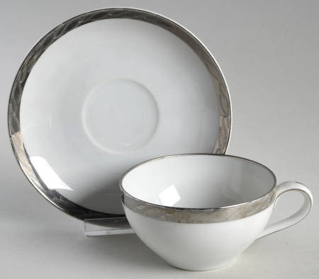 Silver Lichen Flat Cup & Saucer Set