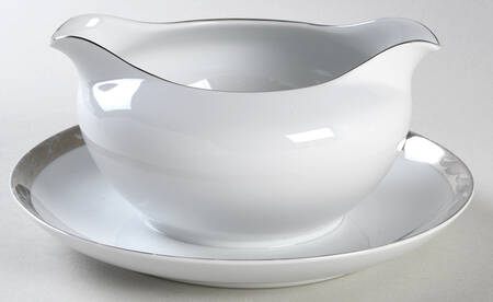 Silver Lichen Gravy Boat with Attached Underplate