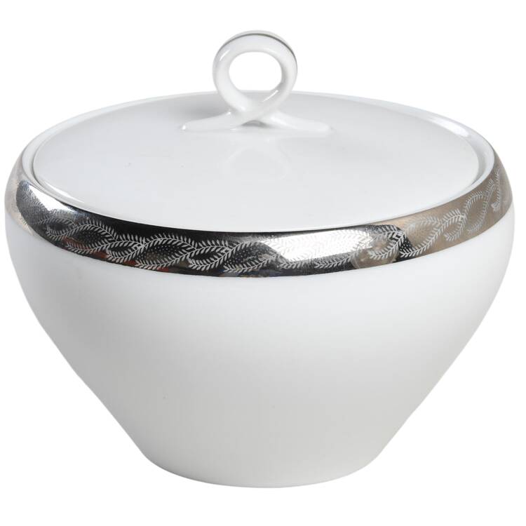 Silver Lichen Sugar Bowl & Lid