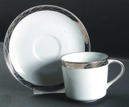 Silver Lichen Flat Cup & Saucer Set