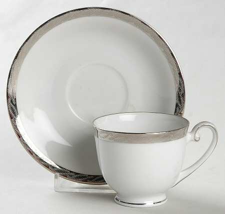 Silver Lichen Footed Demitasse Cup & Saucer Set
