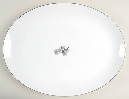 Silver Pine 16" Oval Serving Platter by Fukagawa