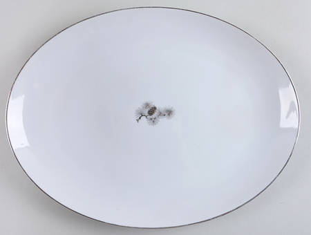 Silver Pine 12" Oval Serving Platter by Fukagawa