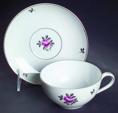 Silver Rose Flat Cup & Saucer Set