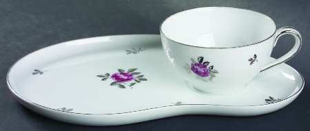 Silver Rose Snack Plate & Cup Set