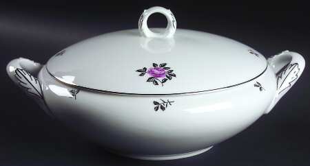 Silver Rose Round Covered Vegetable
