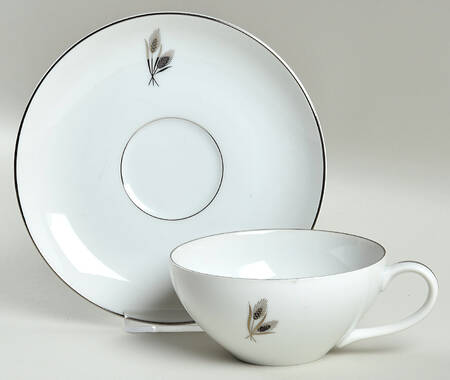Silver Wheat Flat Cup & Saucer Set by Fukagawa
