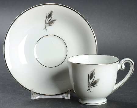 Silver Wheat Footed Demitasse Cup & Saucer Set