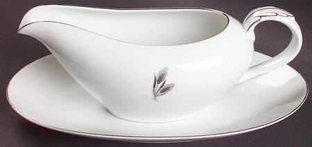 Silver Wheat Gravy Boat & Underplate/Relish by Fukagawa