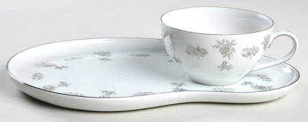 White Rose Snack Plate & Cup Set