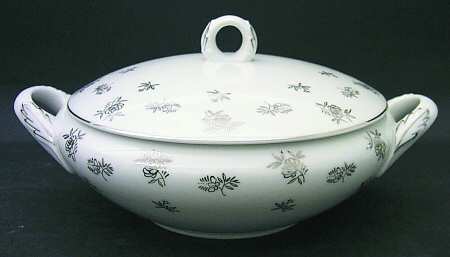 White Rose Round Covered Vegetable by Fukagawa
