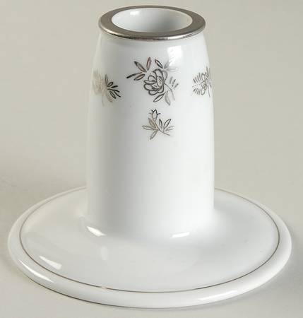 White Rose Single Light Candlestick