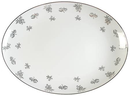 White Rose 12" Oval Serving Platter