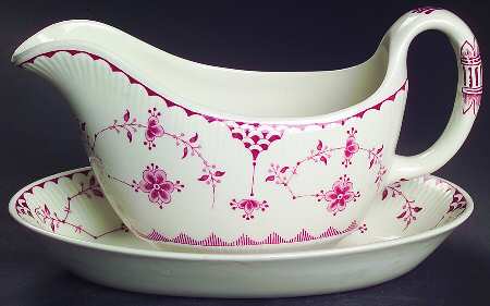 Denmark Pink Gravy Boat & Underplate/Relish