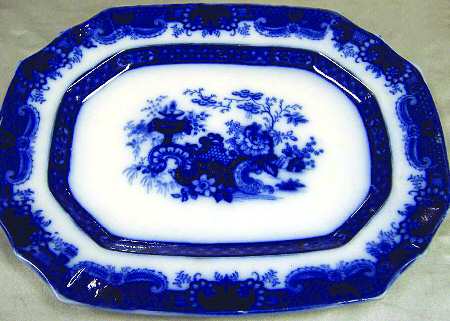 Indian Jar (Flow Blue) 18" Oval Serving Platter