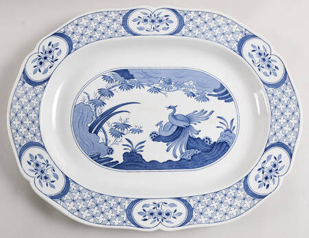 Old Chelsea Blue (Blue Birds, Flowers) 17" Oval Serving Platter