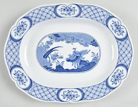 Old Chelsea Blue (Blue Birds, Flowers) 10" Oval Serving Platter