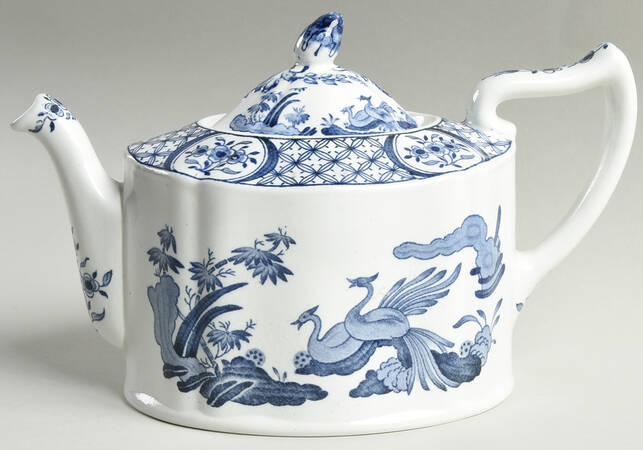 Old Chelsea Blue (Blue Birds, Flowers) Teapot & Lid