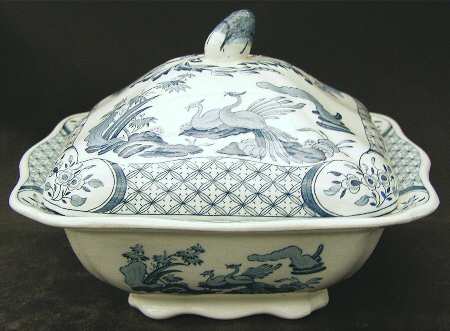 Old Chelsea Blue (Blue Birds, Flowers) Square Covered Vegetable