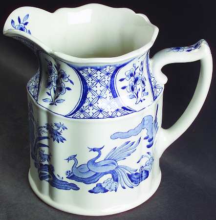 Old Chelsea Blue (Blue Birds, Flowers) 40 Oz Pitcher