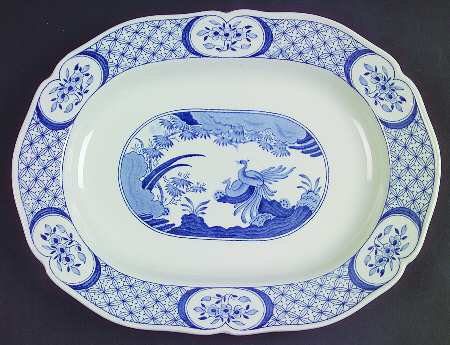 Old Chelsea Blue (Blue Birds, Flowers) 12" Oval Serving Platter