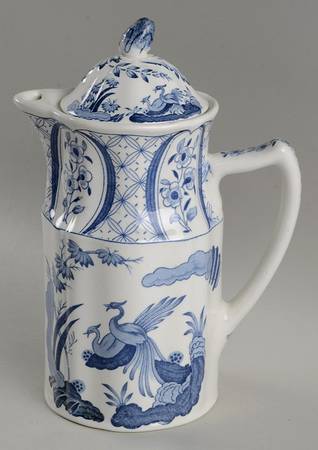 Old Chelsea Blue (Blue Birds, Flowers) Mini Coffee Pot & Lid