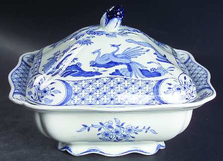 Old Chelsea Blue (Blue Birds, Flowers) Square Covered Vegetable