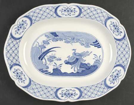 Old Chelsea Blue (Blue Birds, Flowers) 14" Oval Serving Platter
