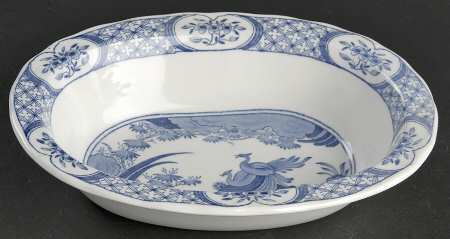 Old Chelsea Blue (Blue Birds, Flowers) 8" Oval Vegetable Bowl