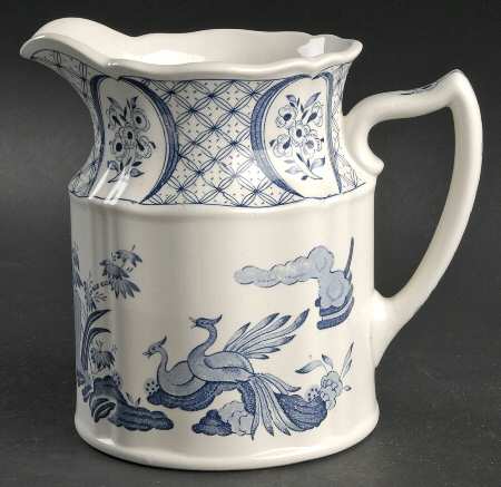 Old Chelsea Blue (Blue Birds, Flowers) 24 Oz Pitcher