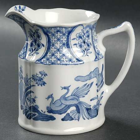 Old Chelsea Blue (Blue Birds, Flowers) 12 Oz Pitcher