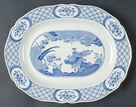 Old Chelsea Blue (Blue Birds, Flowers) 13" Oval Serving Platter