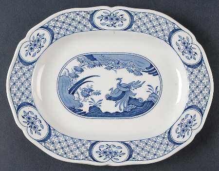 Old Chelsea Blue (Blue Birds, Flowers) 11" Oval Serving Platter