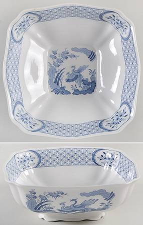 Old Chelsea Blue (Blue Birds, Flowers) 9" Square Vegetable Bowl
