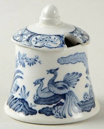 Old Chelsea Blue (Blue Birds, Flowers) Mustard Jar & Lid