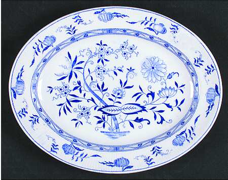 Onion Blue 9" Oval Serving Platter by Furnivals