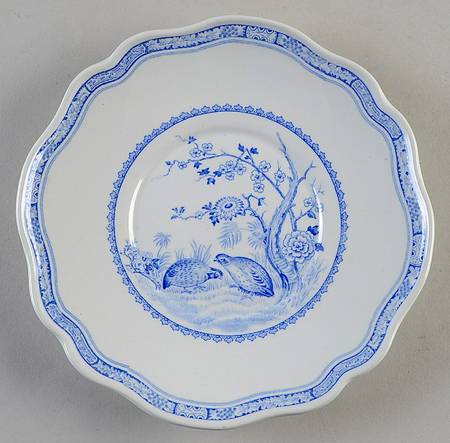 Quail Blue (Round Quail Backstamp) Gravy Boat-Underplate/Round