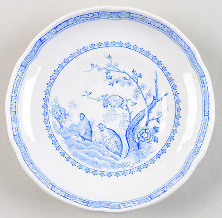 Quail Blue (Round Quail Backstamp) Saucer for Bouillon Cup