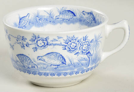 Quail Blue (Round Quail Backstamp) Flat Cup