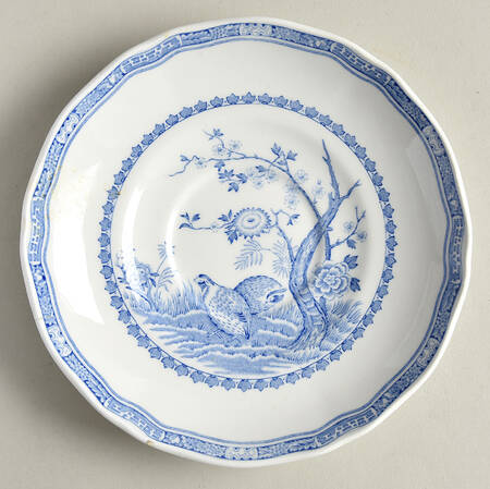 Quail Blue (Round Quail Backstamp) Saucer for Breakfast Cup