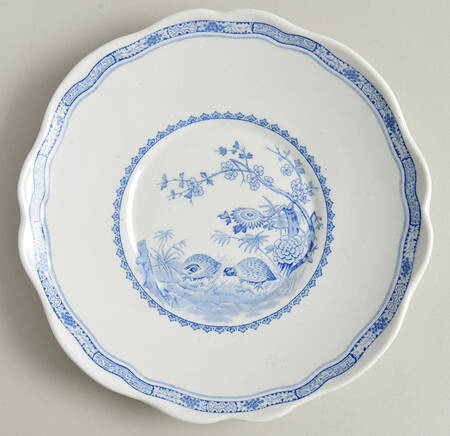 Quail Blue (Round Quail Backstamp) Round Gravy Boat Underplate