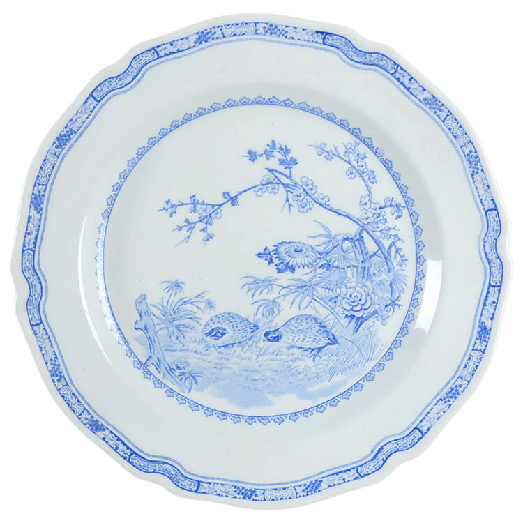 Quail Blue (Round Quail Backstamp) Dinner Plate by Furnivals