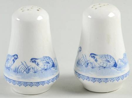 Quail Blue (Round Quail Backstamp) Salt & Pepper Set