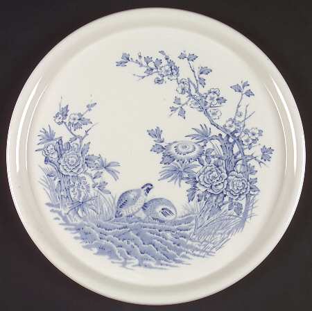 Quail Blue (Round Quail Backstamp) Cake Plate