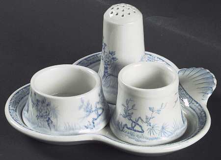 Quail Blue (Round Quail Backstamp) Egg Set (Egg, Pep, Sald, Egpstt)
