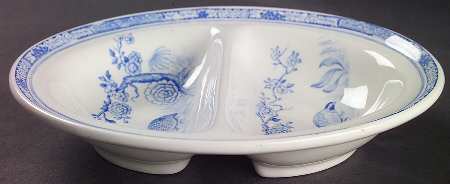 Quail Blue (Round Quail Backstamp) 2-Part Relish
