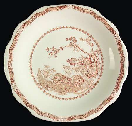 Quail Brown Handled Cake Plate